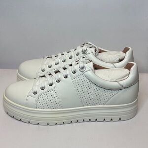 Women's White Platform Leather Sneaker